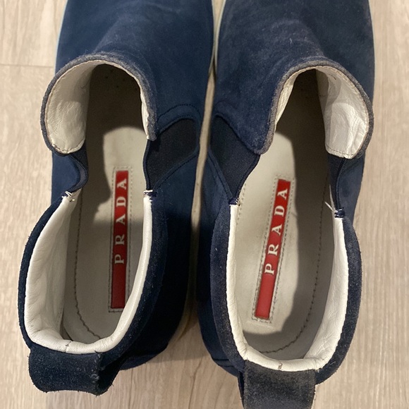 Prada High Top Suede Slip On Sneakers - Picture 6 of 8